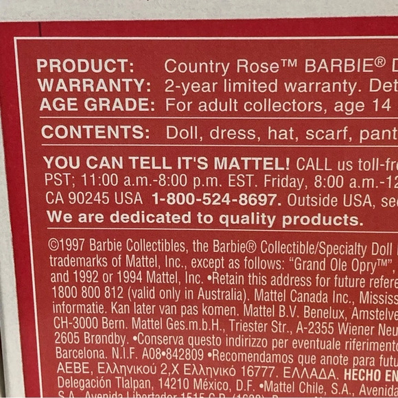 VTG Country Rose Barbie Doll Grand Ole Opry Collection 1st In Series 1997 #17782 - Picture 11 of 14